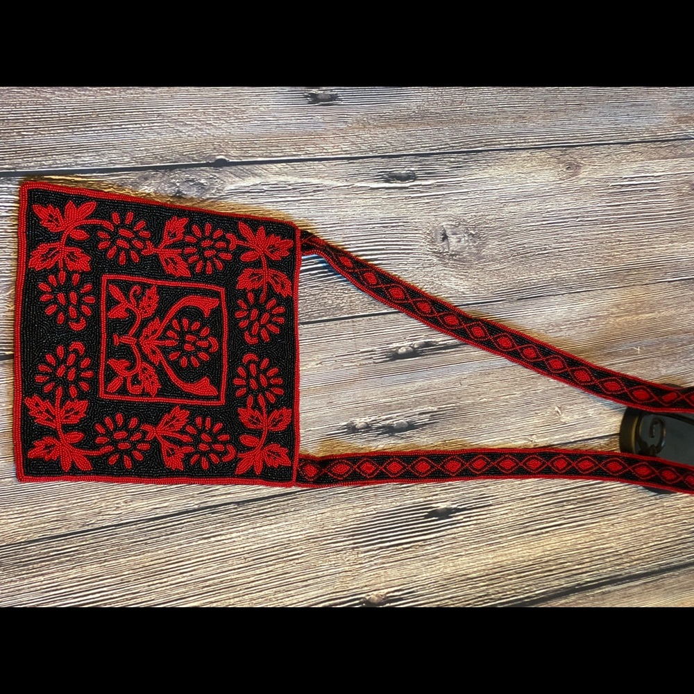 Vintage Christiana hand beaded canvas cross body